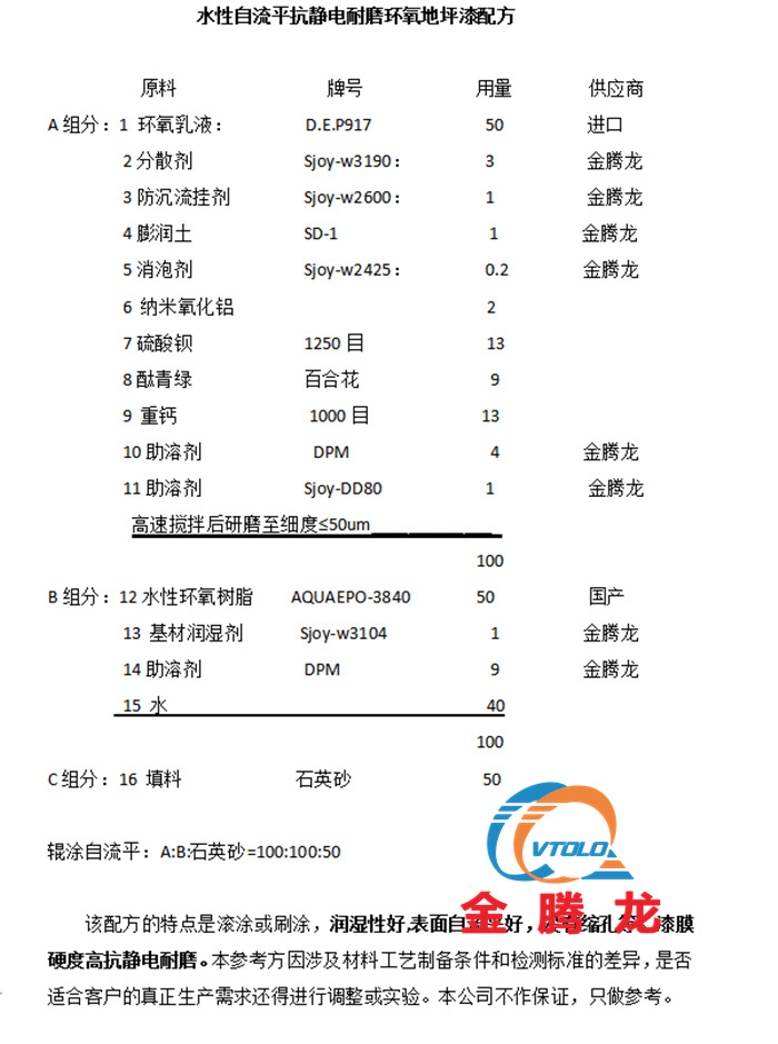 水性自流平抗靜電耐磨環(huán)氧地坪漆配方(圖1)